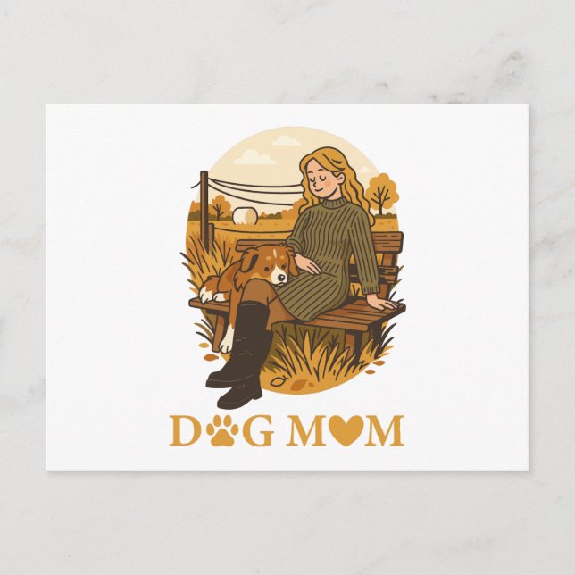 Cozy Dog Mom Bonding Moment With Her Companion Postcard (Front)
