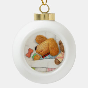 COZY DOGGIE Ceramic Ball Ornament 