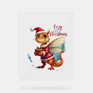 Cozy Dragonfly Christmas Acrylic Sign