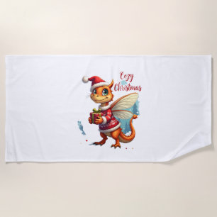 Cozy Dragonfly Christmas Beach Towel