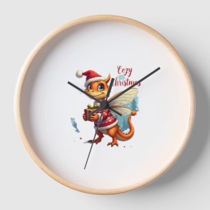 Cozy Dragonfly Christmas Clock
