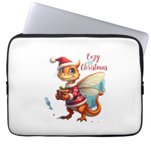 Cozy Dragonfly Christmas Laptop Sleeve