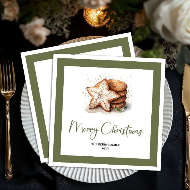 Cozy Earthy Christmas Cookies Personalized Napkins (Cozy Earthy Christmas Cookies Personalized Napkins)
