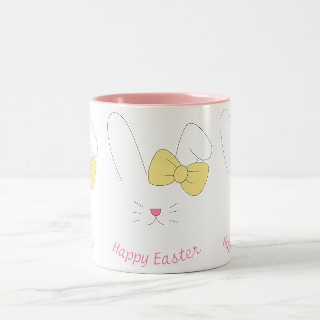Cozy Easter Bunny Art with Gentle Spring Mood Two-Tone Coffee Mug (Center)