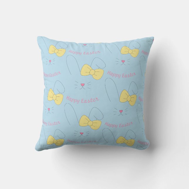 Cozy Easter Bunny Visual with Soft Spring Tones Cushion (Back)