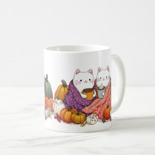Cozy Fall Cats Mug with Pumpkins