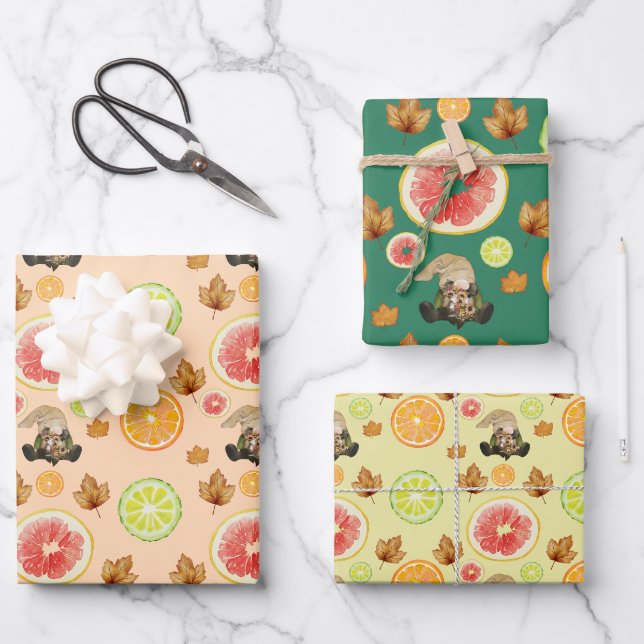 Cozy Fall Cottagecore Design Wrapping Paper Sheet (Front)