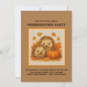 Cozy Fall Hedgehog friendsgiving Gathering vibes