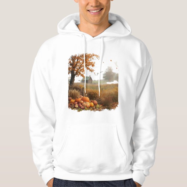 Cozy Fall Landscape with Farmhouse  Hoodie (Front)