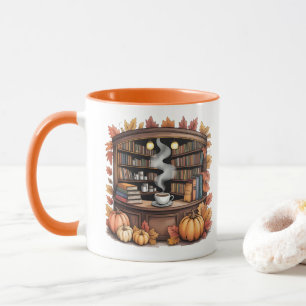 Cozy Fall Library Coffee Mug — Book Nook 