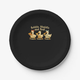 Cozy Fall Season Goose Gobble Waddle Honk Cute Cot Paper Plate