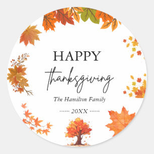 Cozy Fall Thanksgiving Dinner Party Classic Round Sticker