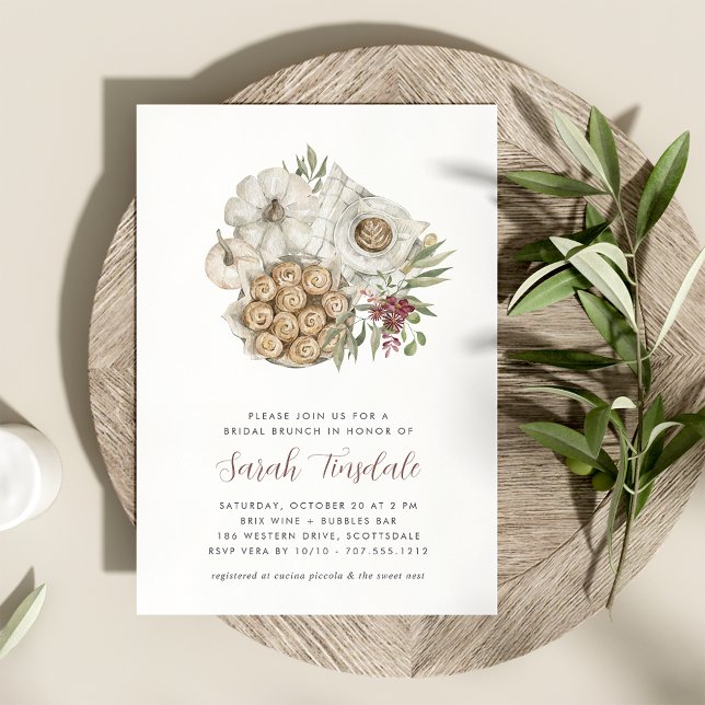 Cozy Fall White Pumpkin Bridal Shower Brunch Invitation (Creator Uploaded)
