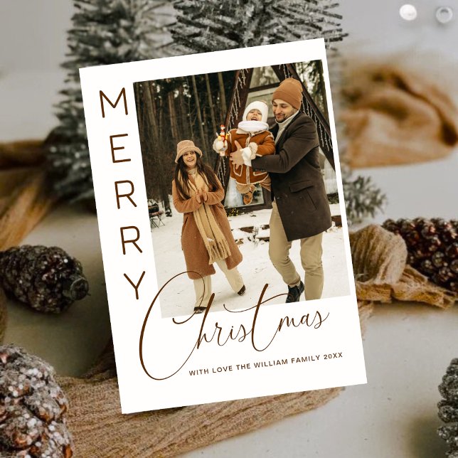 Cozy Family Snowy Cabin Merry Christmas Photo Card (Creator Uploaded)