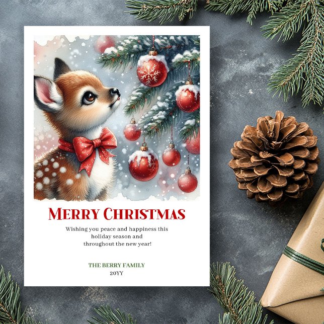 Cozy Fawn Watercolor Snowy Forest Christmas Cards (Cozy Fawn Watercolor Snowy Forest Christmas Cards)