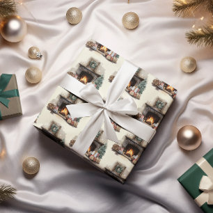 Cozy Fireplace Christmas Wrapping Paper