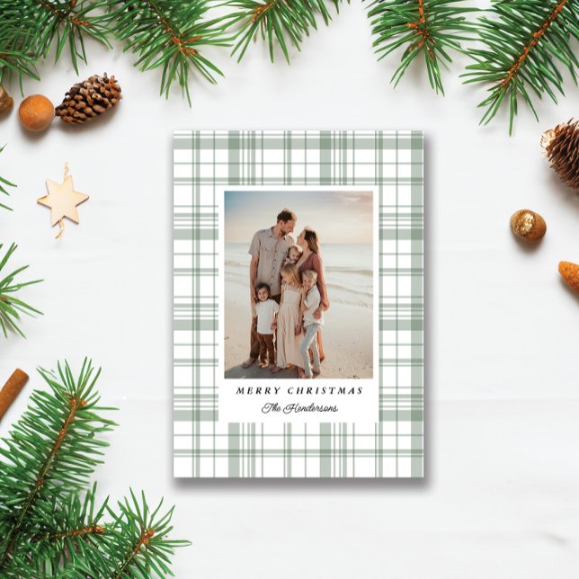 Cozy Flannel Plaid Christmas Photo Card - Green (Creator Uploaded)