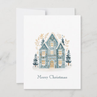 Cozy Folk Art Holiday Houses Flat Holiday Card