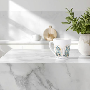 Cozy Folk Art Holiday Houses Latte Mug