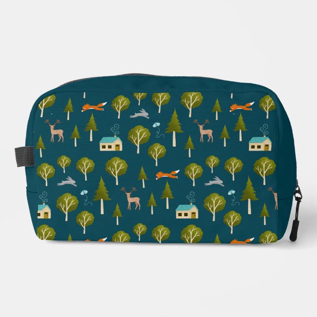 Cozy Forest Cabin and Animals Dopp Kit (Front)