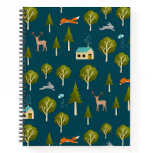 Cozy Forest Cabin and Animals Notebook
