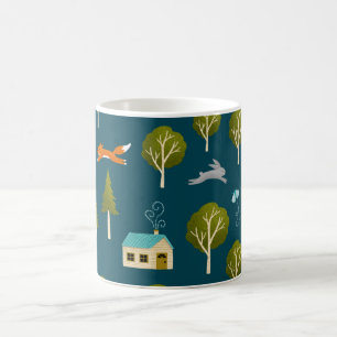 Cozy Forest Cabin and Animals Notebook Coffee Mug