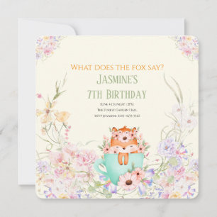 Cozy Fox Flower Forest Magical Birthday Invitation