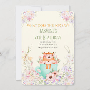 Cozy Fox Forest Magical Floral Birthday Invitation