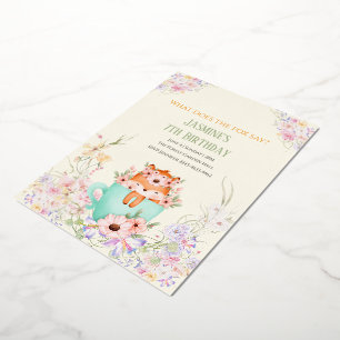 Cozy Fox Forest Magical Floral Birthday Invitation