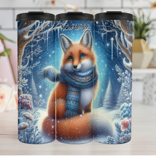 Cozy Fox in a Snowy Forest Thermal Tumbler
