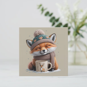 Cozy Fox Winter Season Animal Coffee Holiday Invitation