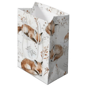 Cozy Foxes Animals Christmas Medium Gift Bag