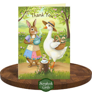 Cozy Friends Tea Time Goose Rabbit Thank You Card