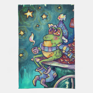 Cozy Frog Christmas & New Year Card Tea Towel