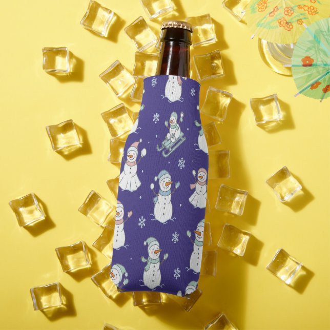 Cozy Frosted Snowman Winter Bottle Cooler (In Situ Summer)