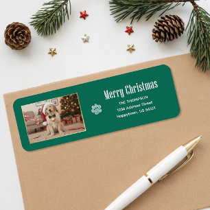 Cozy Funny Dog Photo Christmas Return Address