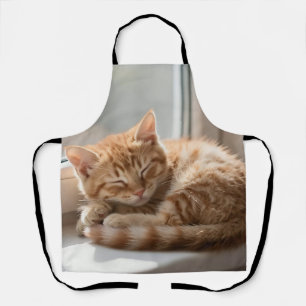 Cozy Ginger Cat Sunbathing Nap Apron