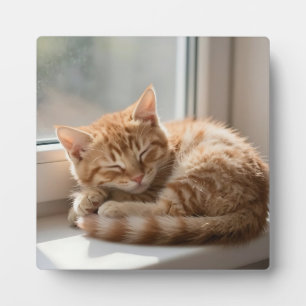 Cozy Ginger Cat Sunbathing Nap Plaque