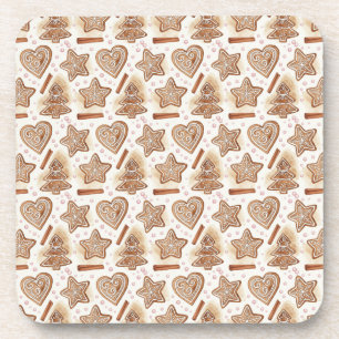 Cozy Gingerbread Cookie Seamless Pattern Coaster