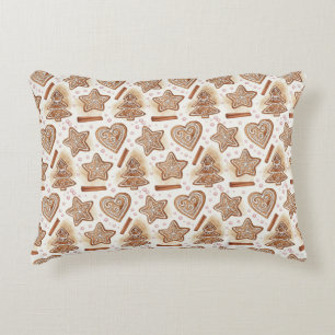 Cozy Gingerbread Cookie Seamless Pattern Decorative Cushion