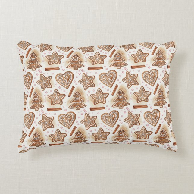 Cozy Gingerbread Cookie Seamless Pattern Decorative Cushion (Front)