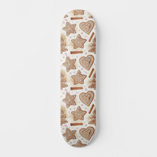 Cozy Gingerbread Cookie Seamless Pattern Skateboard
