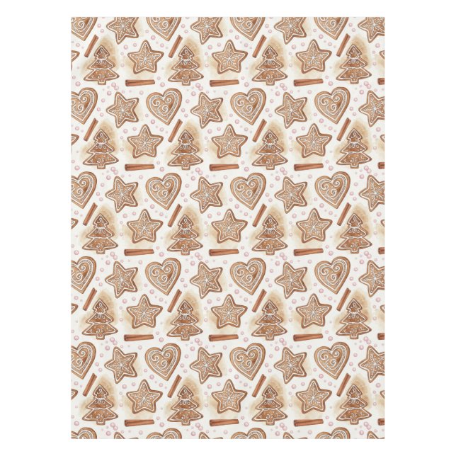 Cozy Gingerbread Cookie Seamless Pattern Tablecloth (Front)