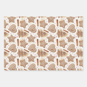 Cozy Gingerbread Cookie Seamless Pattern Wrapping Paper Sheet