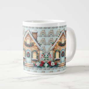Cozy Gingerbread House Holiday Illustration Large Coffee Mug