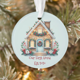 Cozy Gingerbread House Holiday Illustration Ornament