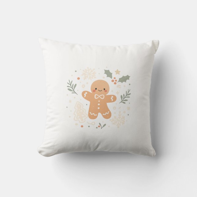 Cozy Gingerbread Winter Cushion (Front)