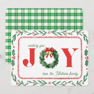 Cozy Green Plaid Christmas Joy Holiday Card