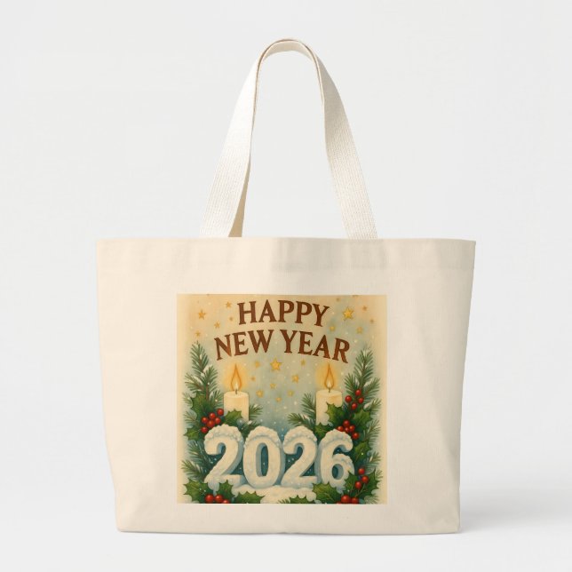 cozy happy new year 2026 tote bag (Front)
