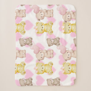 Cozy Heart & Bear Aesthetic Pattern Blanket